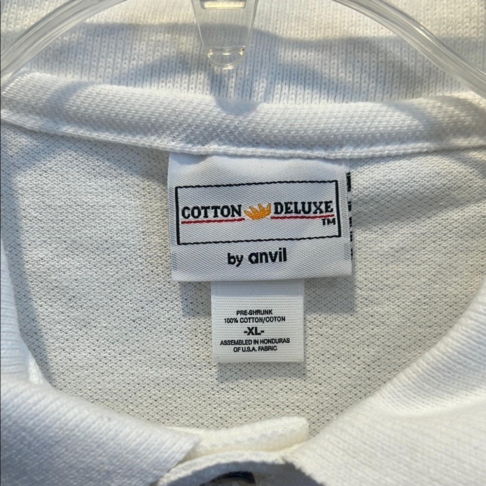 Never worn Anvil White Polo Shirt with Red Embroidery - Picture 2 of 4